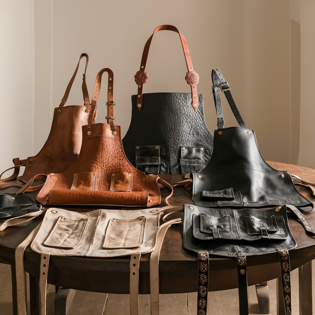 Different Types of Aprons Described with Their Uses 1 a captivating photograph of various leather aprons SgXo7xo2SaSfbgp OsAdXw