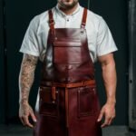 barbeRazorEdge Maroon Crazy Horse Leather Barber Apron