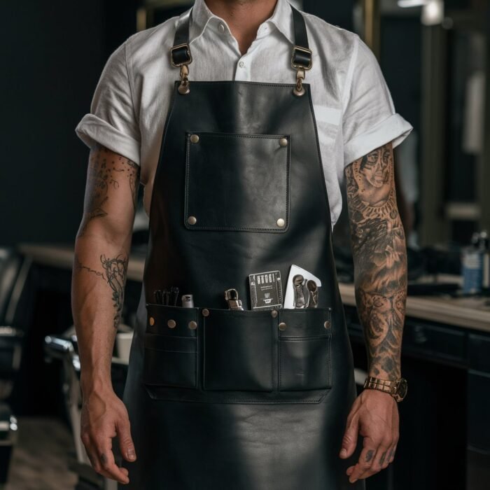 SnipArmor Matt Black Crazy Horse Leather Apron