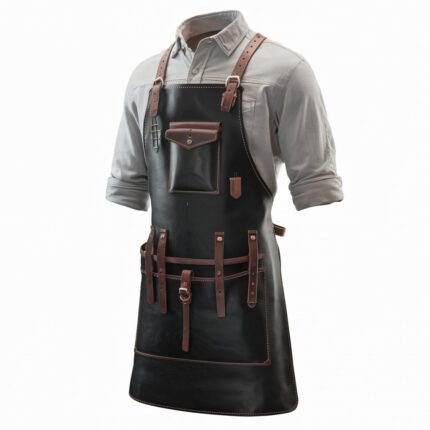Vibrant Black Crazy Horse Leather Apron