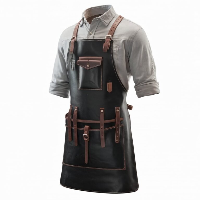 Vibrant Black Crazy Horse Leather Apron