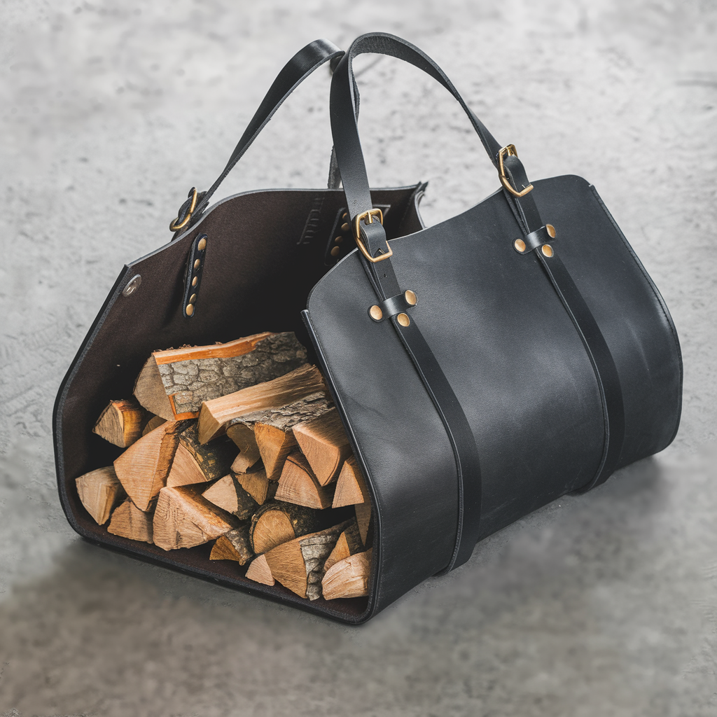 black leather log 1 Wild Terrain Pull Up Leather Log Carrier