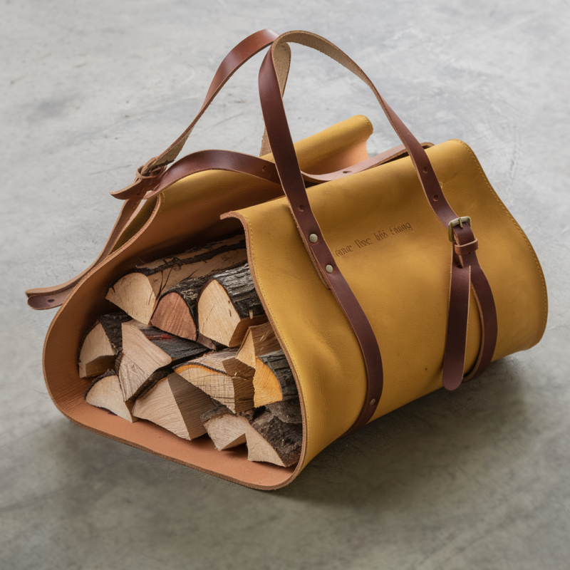 Firewood Ready Pull Up Leather Log Carrier