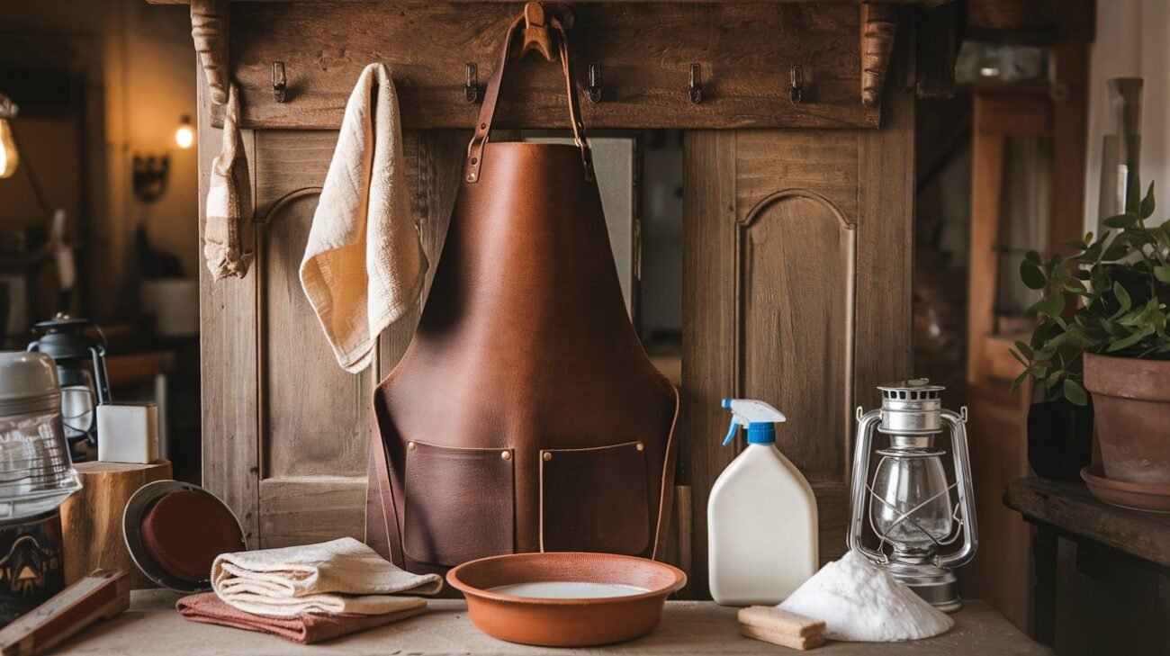 How to clean gross old leather apron?