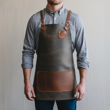 Bishop 1 Pocket Charcoal Cowhide Leather Apron