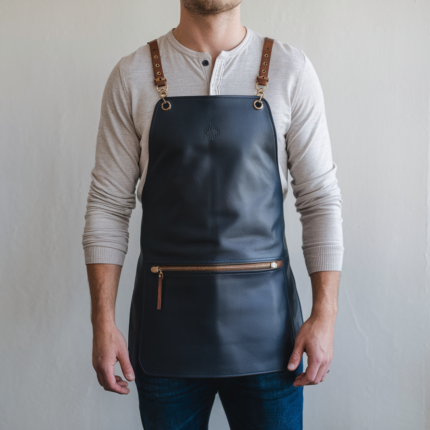 Turner Zipper Navy Crazyhorse Leather Apron
