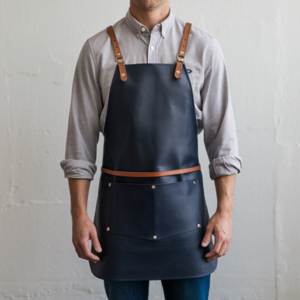 Huxley 1 Pocket Navy Cowhide Leather Apron