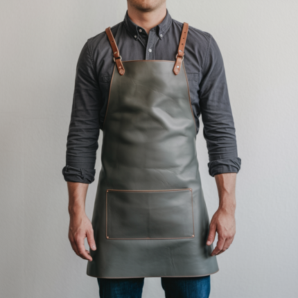 Conrad 1 Poccket Grey Crazyhorse Leather Apron