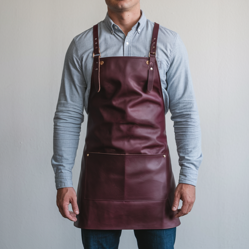 Alden 1 Pocket Burgundy Cowhide Leather Apron
