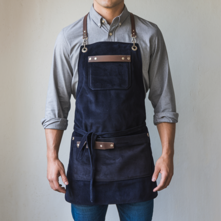 Foster Tailored Navy Goatskin Suede Apron
