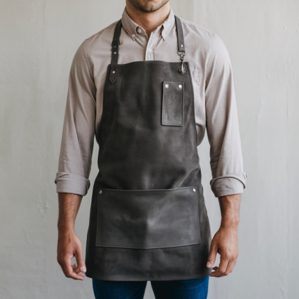 Finlay Leather Charcoal Goatskin Suede Apron