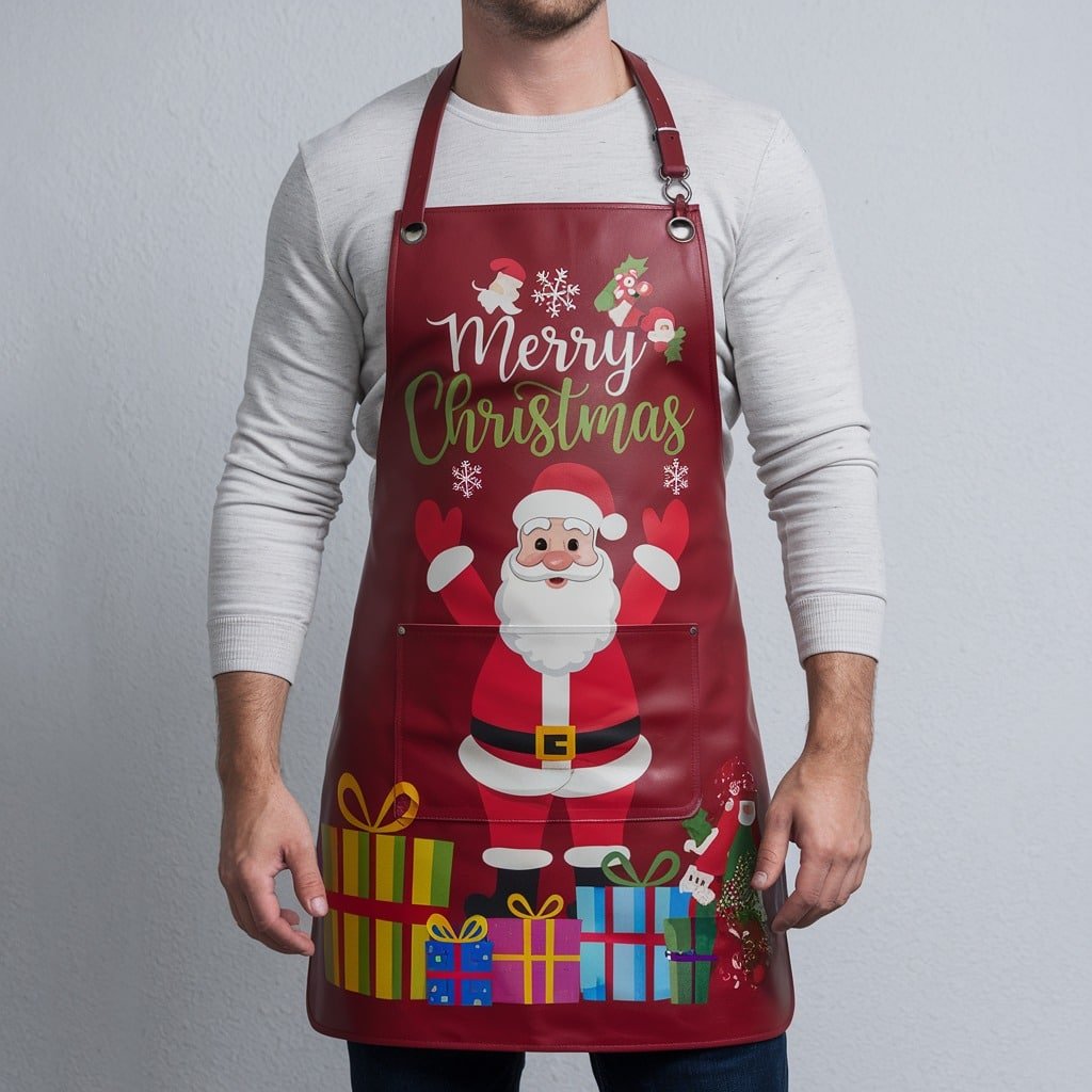 christmas collection 1 Santa’s Workshop Red Crazy Horse Leather Apron