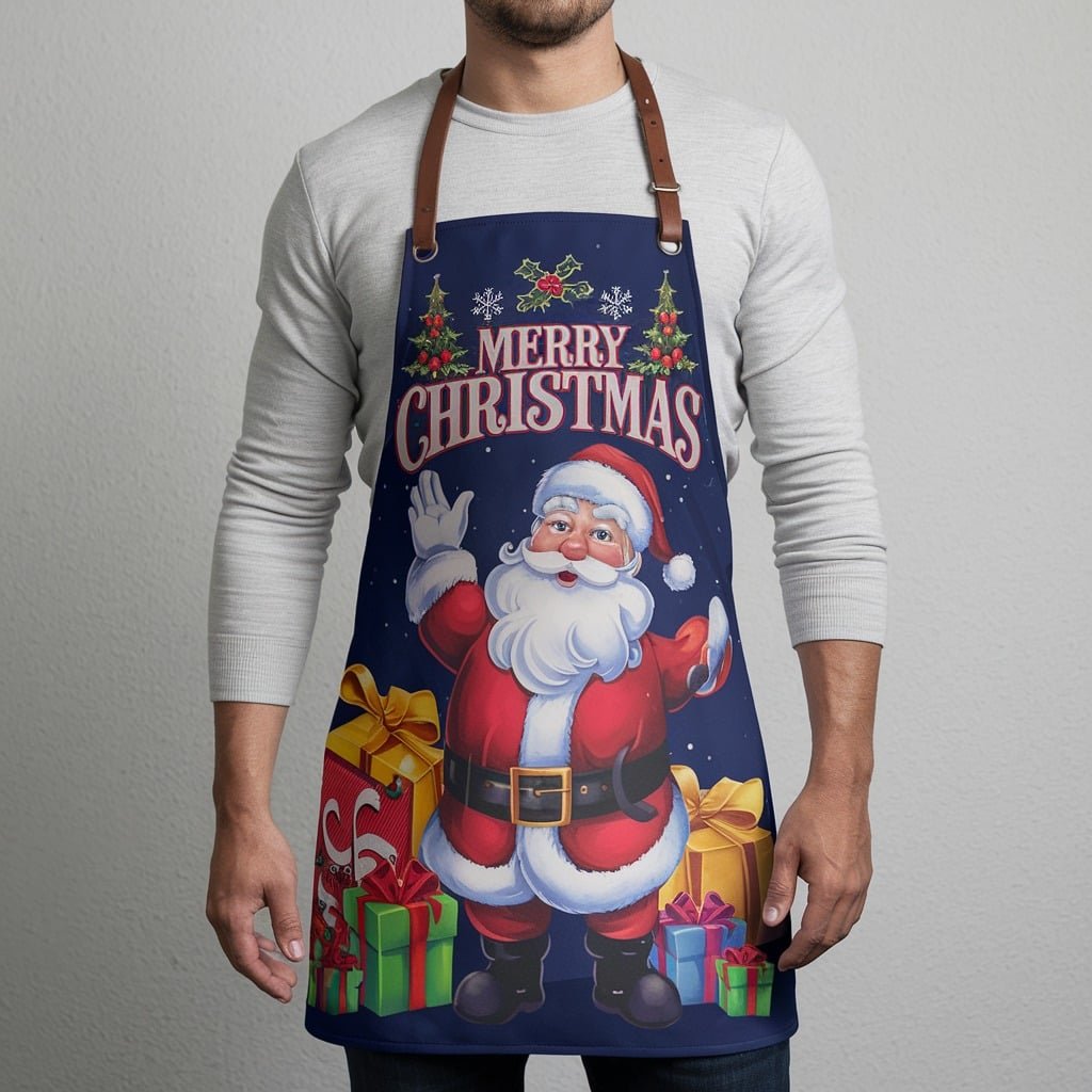 christmas collection 13 Yuletide Artisan Blue Crazy Horse Leather Apron - Image 1
