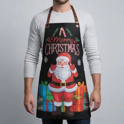 Gingerbread Baker Black Crazy Horse Leather Apron