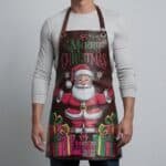 Reindeer Wrangling Mahroon Crazy Horse Leather Apron | Christmas Leather Apron