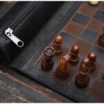 Magnetic Roll-up Leather Chess Set - Customizable Engraving Option for Travel and Gifts - Image 2