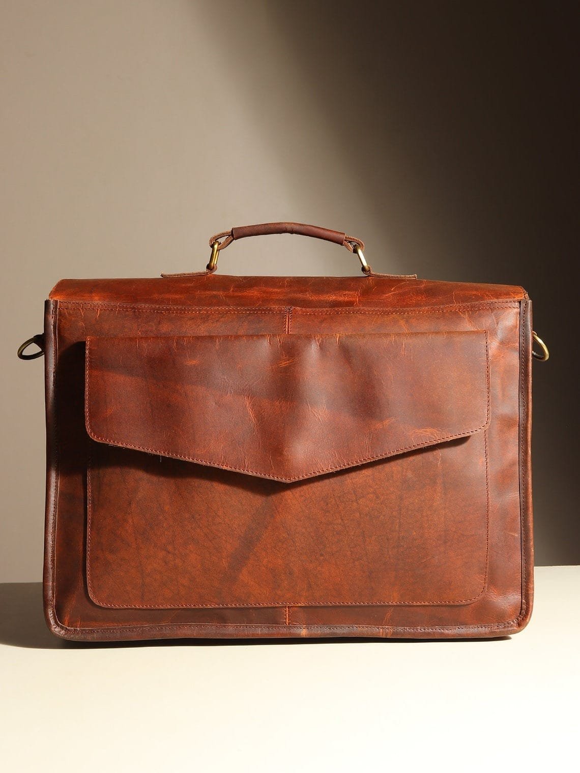 Brown Leather Satchel Messenger Bag - Vintage Laptop Bag for Men 5 Brown Leather Satchel Messenger Bag - Vintage Laptop Bag for Men - Image 6