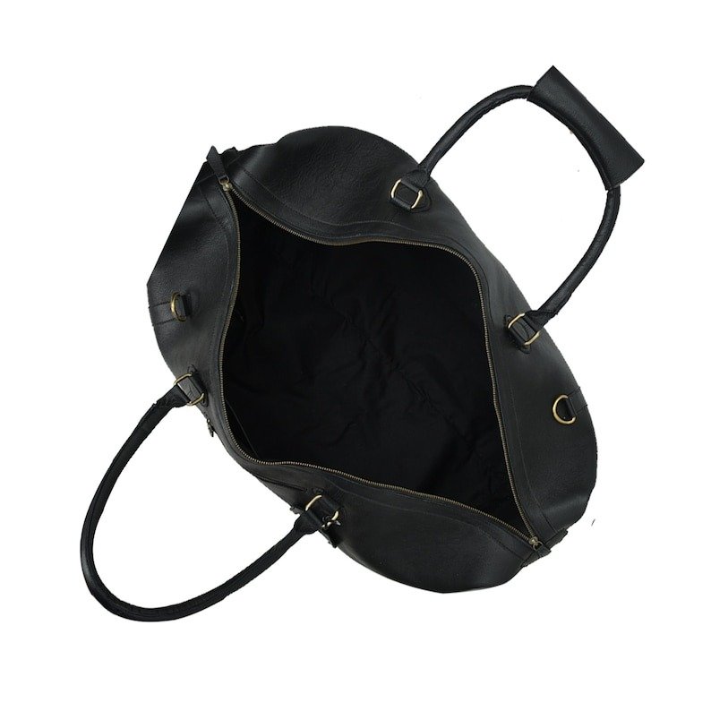 Black Leather 40L Duffle Bag - Custom Weekender Carry-On - Perfect Gift for Him3 Black Leather 40L Duffle Bag-Custom Weekender Carry-On-Perfect Gift for Him - Image 3