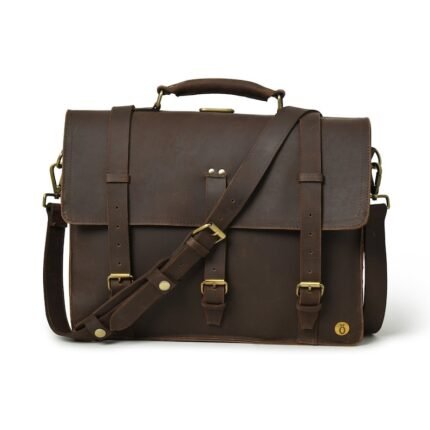 Custom 15” Leather Laptop Messenger Bag