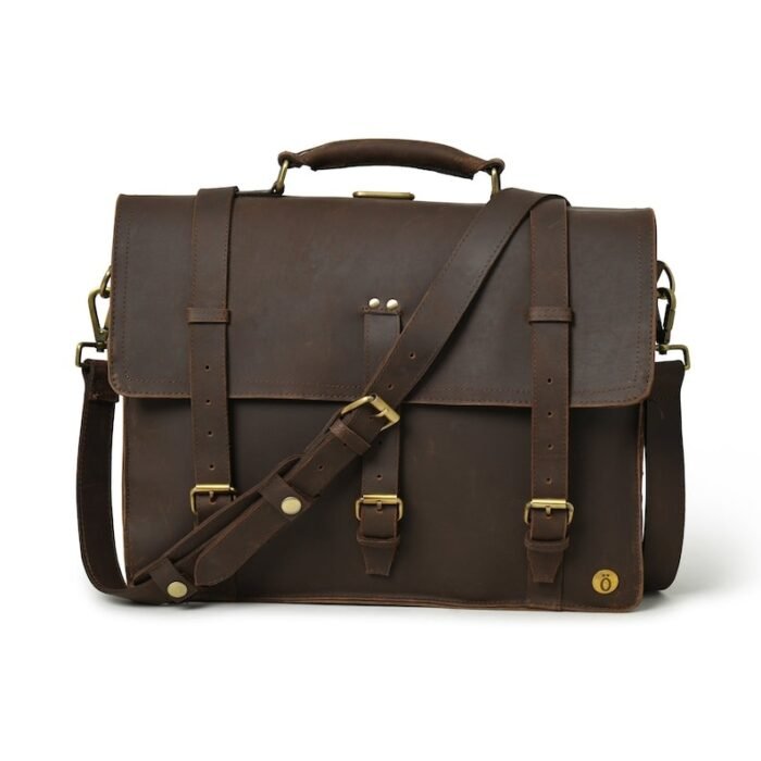 Custom 15” Leather Laptop Messenger Bag
