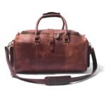 Custom Hunter Brown Leather Duffel – Vintage Look Weekend Travel Bag & Valentine’s Gift