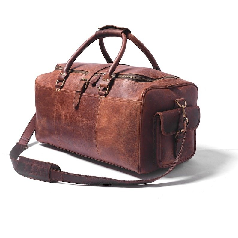 Custom Hunter Brown Leather Duffel – Vintage Look Weekend Travel Bag & Valentine’s Gift1 Custom Hunter Brown Leather Duffel – Vintage Look Weekend Travel Bag & Valentine’s Gift