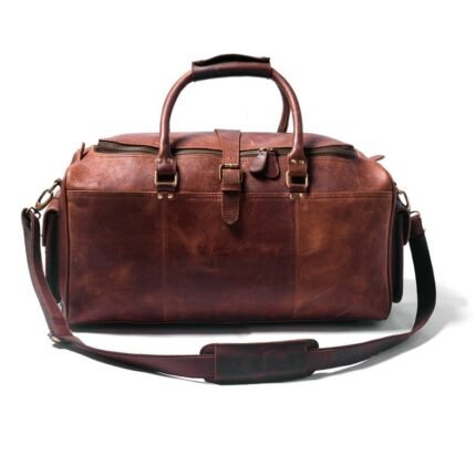 Custom Leather Overnight Bag-Full Grain Leather Weekender & Travel Bag for Men