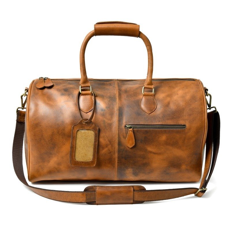 Custom Leather Travel Bag-Brown Men’s Duffle & Gym Bag Custom Leather Travel Bag-Brown Men’s Duffle & Gym Bag
