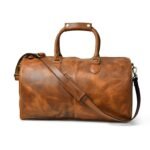 Custom Leather Travel Bag-Brown Men’s Duffle & Gym Bag - Image 2
