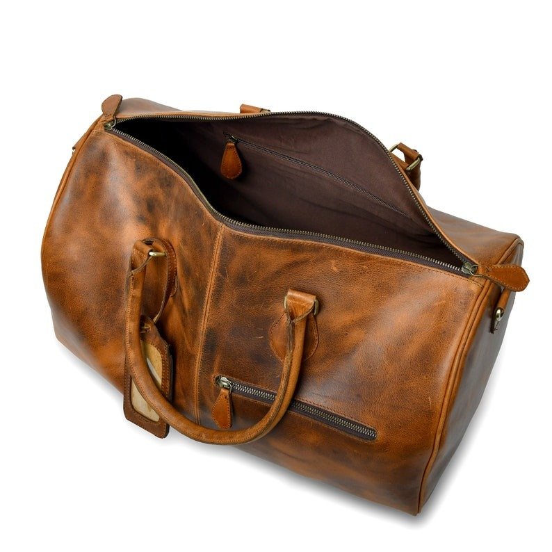 Custom Leather Travel Bag-Brown Men’s Duffle & Gym Bag2 Custom Leather Travel Bag-Brown Men’s Duffle & Gym Bag