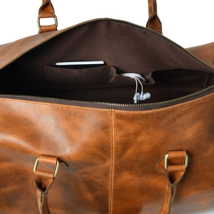 Custom Leather Travel Bag-Brown Men’s Duffle & Gym Bag
