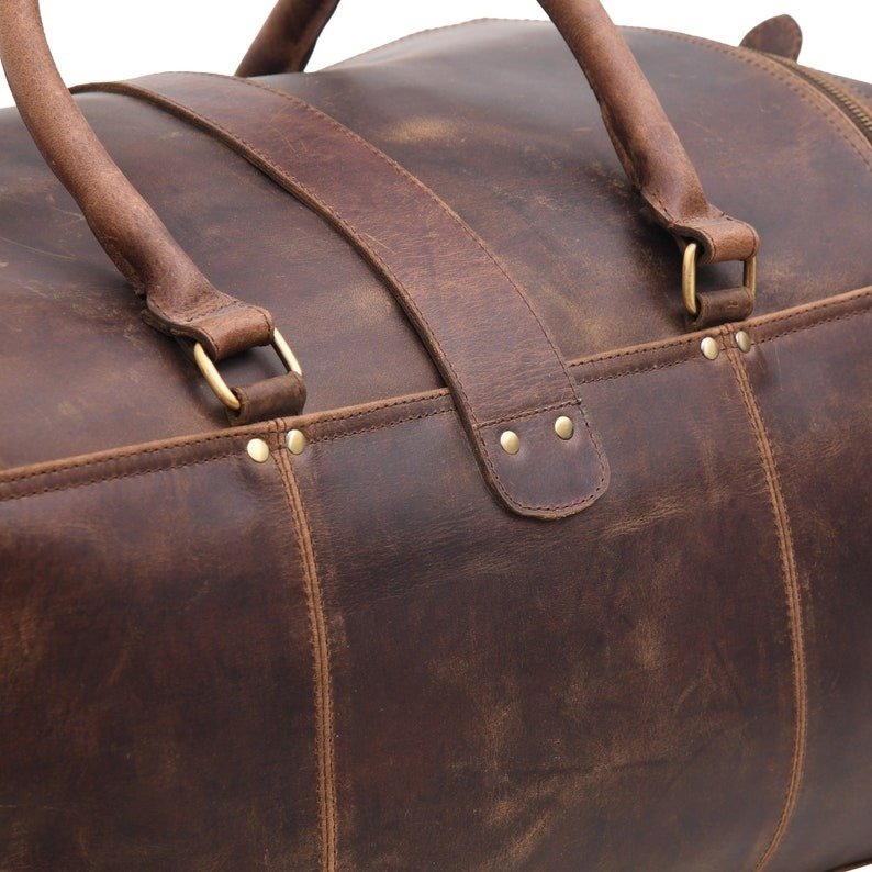 Durable Leather Travel Bag-Custom Retro Weekender for Men & Women5 Durable Leather Travel Bag-Custom Retro Weekender for Men & Women