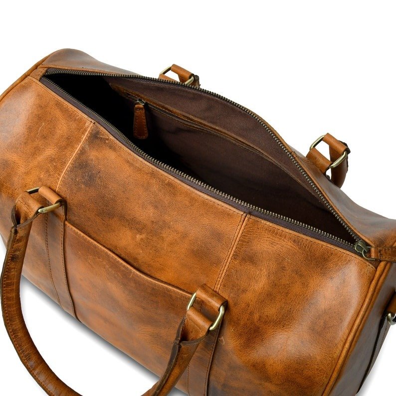 High-Quality Leather Duffel Bag-Brown Gym & Travel Bag-Personalized Gift for Him4 High-Quality Leather Duffel Bag-Brown Gym & Travel Bag-Personalized Gift for Him