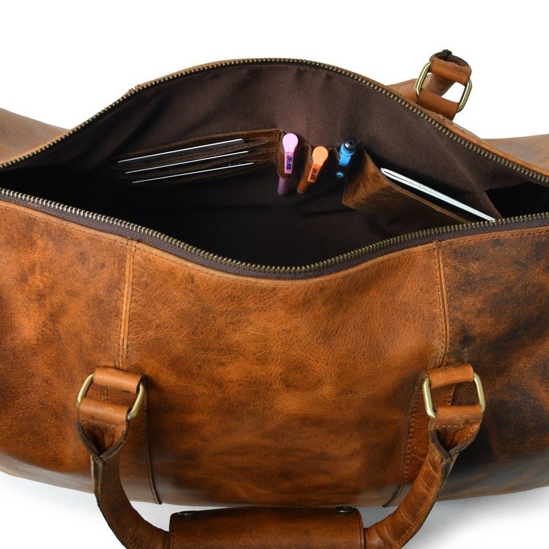 High-Quality Leather Duffel Bag-Brown Gym & Travel Bag-Personalized Gift for Him6 High-Quality Leather Duffel Bag-Brown Gym & Travel Bag-Personalized Gift for Him