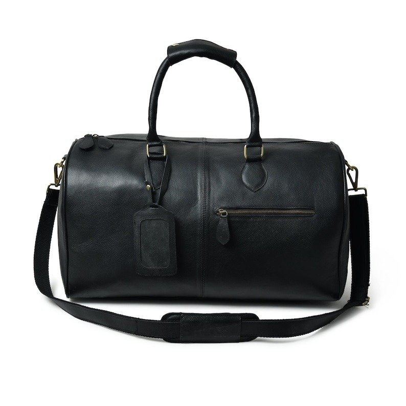 Hunter Black Leather Travel Duffle-Full Grain Leather Weekender & Holdall for Men Hunter Black Leather Travel Duffle Bag-Full Grain Leather Weekender & Holdall for Men
