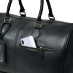 Hunter Black Leather Travel Duffle Bag-Full Grain Leather Weekender & Holdall for Men