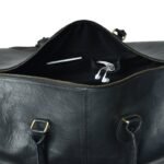 Hunter Black Leather Travel Duffle Bag-Full Grain Leather Weekender & Holdall for Men