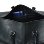 Hunter Black Leather Travel Duffle Bag-Full Grain Leather Weekender & Holdall for Men