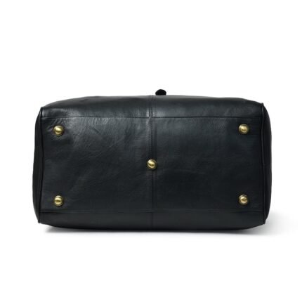 Hunter Black Leather Travel Duffle Bag-Full Grain Leather Weekender & Holdall for Men