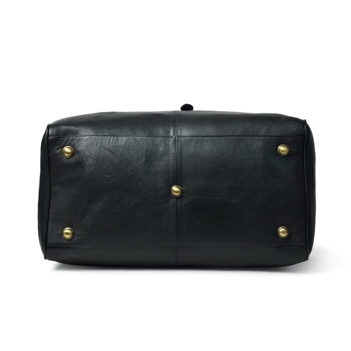 Hunter Black Leather Travel Duffle Bag-Full Grain Leather Weekender & Holdall for Men