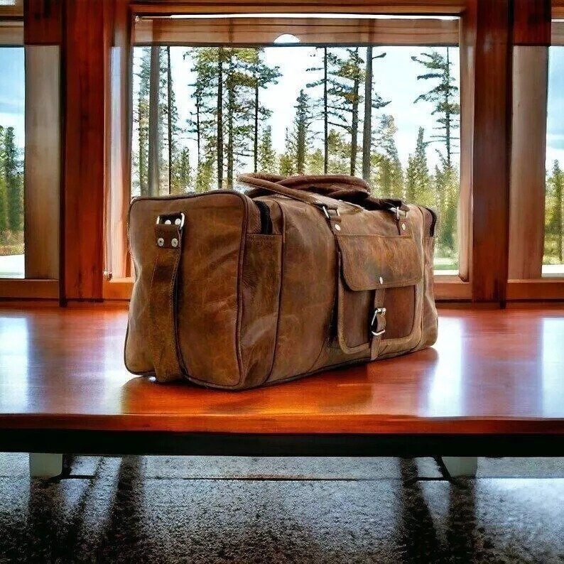 Leather Genuine Travel Men's Vintage Duffle Bag Leather Genuine Travel Men's Vintage Duffle Bag