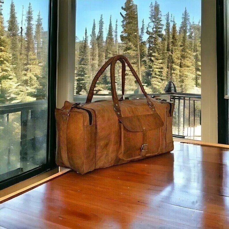 Leather Genuine Travel Men's Vintage Duffle Bag1 Leather Genuine Travel Men's Vintage Duffle Bag