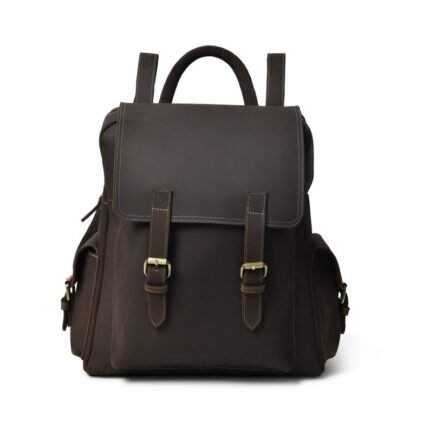 Leather Laptop Backpack-Personalized Rucksack for Her-Handmade Brown Travel Bag