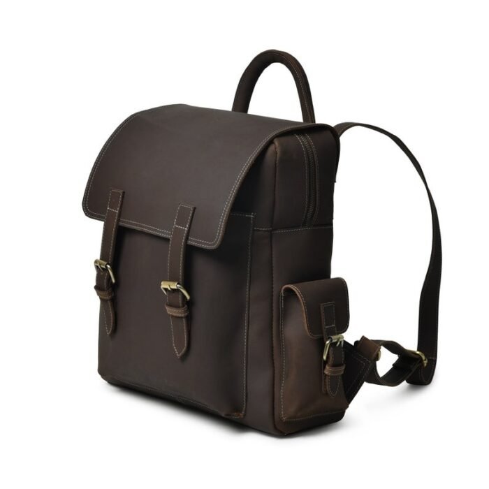 Leather Laptop Backpack-Personalized Rucksack for Her-Handmade Brown Travel Bag
