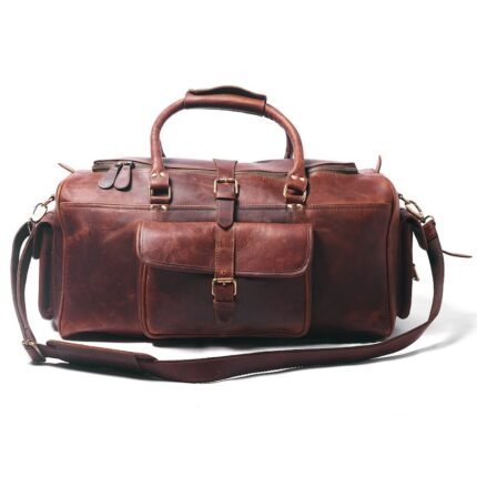 Leather Travel Duffel Bag-Brown Vintage Leather Weekender-Perfect Personalized Valentine’s Gift