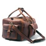 Leather Travel Duffel Bag-Brown Vintage Leather Weekender-Perfect Personalized Valentine’s Gift