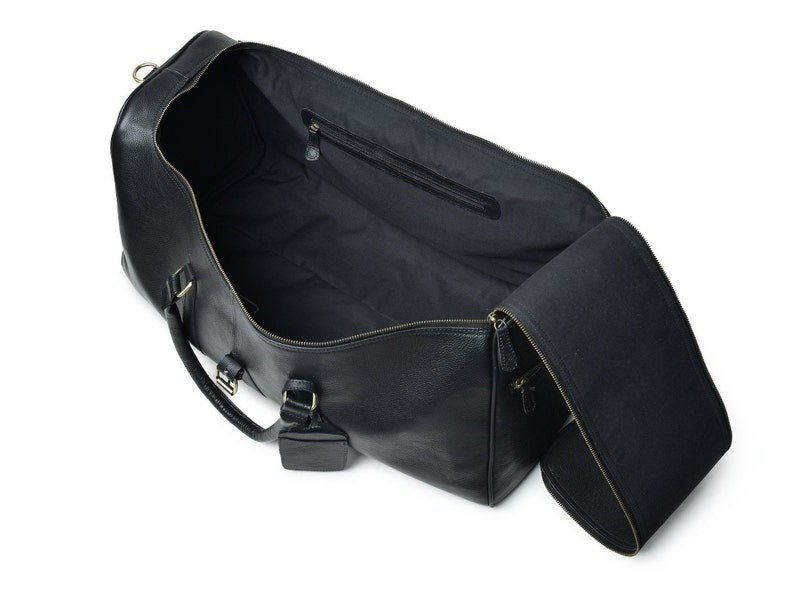 Luxury Personalized Black Leather Duffle-Men’s Travel & Weekend Bag1 Luxury Personalized Black Leather Duffle-Men’s Travel & Weekend Bag