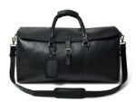 Luxury Personalized Black Leather Duffle-Men’s Travel & Weekend Bag