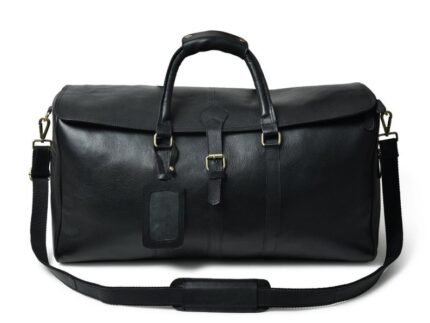 Luxury Personalized Black Leather Duffle-Men’s Travel & Weekend Bag