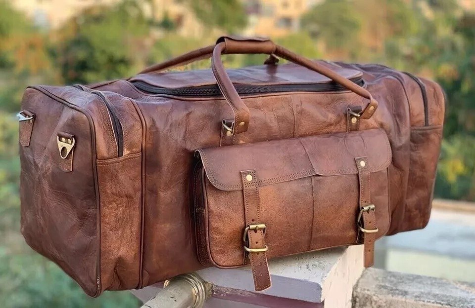 Men's 30-Inch Genuine Vintage Leather Duffel Bag1 Men's 30-Inch Genuine Vintage Leather Duffel Bag - Image 6